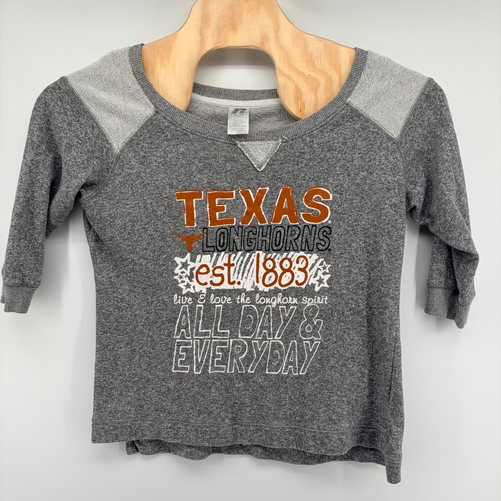 Russell Texas Longhorns Sweatshirt Gray Rhinestone Women XL NCAA Fan Top